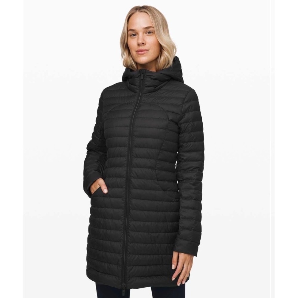 Lululemon Pack It Down Jacket Long Black Hooded Puffer Coat 700-Fill Goose Down